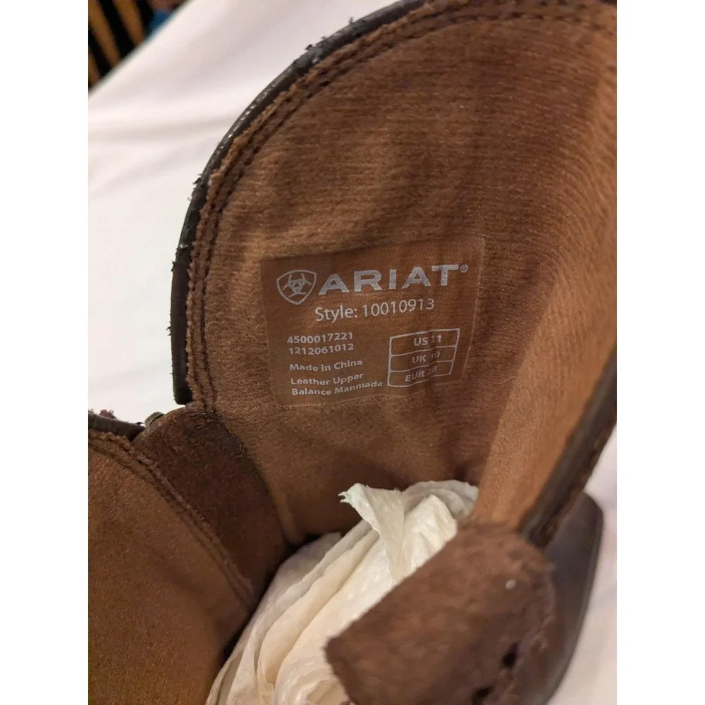 Ariat Boots Kids Size 11 Brown Leather Western Zip Cowboy Style 10010913